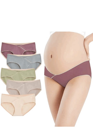 Îmbrăcăminte & Încălțăminte - Set 5 perechi Slipi de maternitate pentru femei cu talie joasă, din bumbac în formă de V, IVOKHA, Alpha, XXL, N0JT