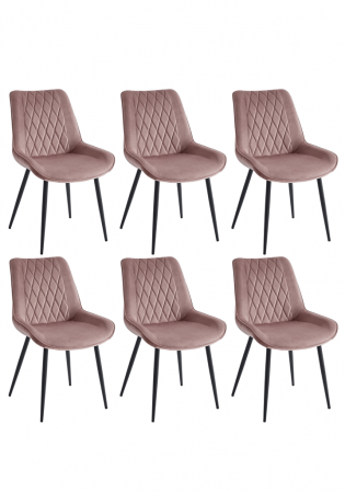 Set 6 scaune living, Adana Colenis gama lux, catifea/metal, 87x60x43 cm, Roz [1]