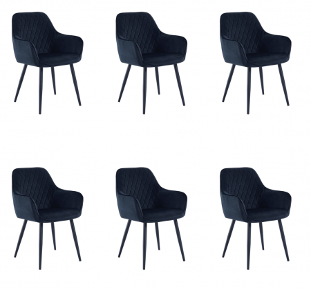 Set 6 scaune living, Beverly Colenis gama lux, catifea/metal, 85x60x45 cm, Negru [5]