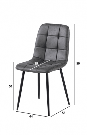 Set 6 scaune living, Ela Colenis gama lux, catifea/metal, 89x44x40 cm, Antracit [2]