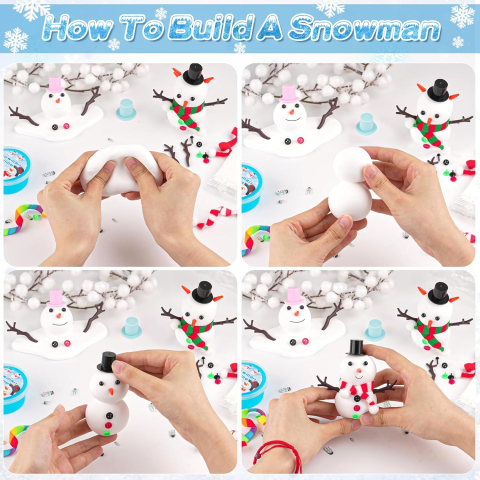 Set 6 Slime Craciun pentru copii, kit creativ DIY Om de Zapada, jucarie senzoriala distractiva [4]