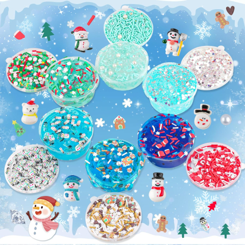 Set 6 Slime Craciun pentru copii, kit creativ DIY Om de Zapada, jucarie senzoriala distractiva [3]