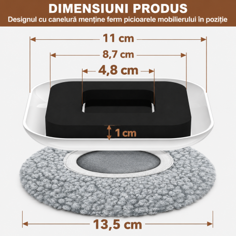 Set 8 patine glisante universale pentru mobila cu huse textile detasabile. [1]