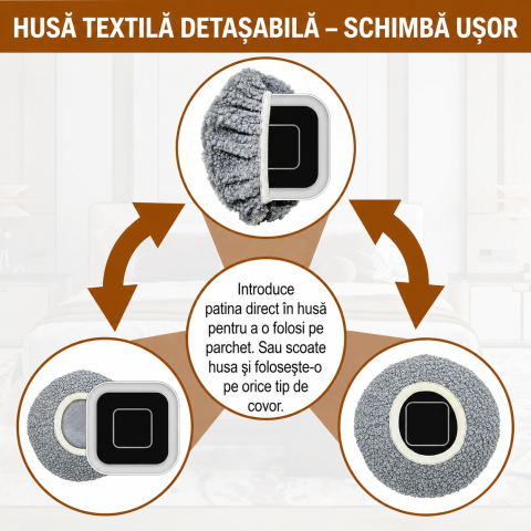 Set 8 patine glisante universale pentru mobila cu huse textile detasabile. [2]