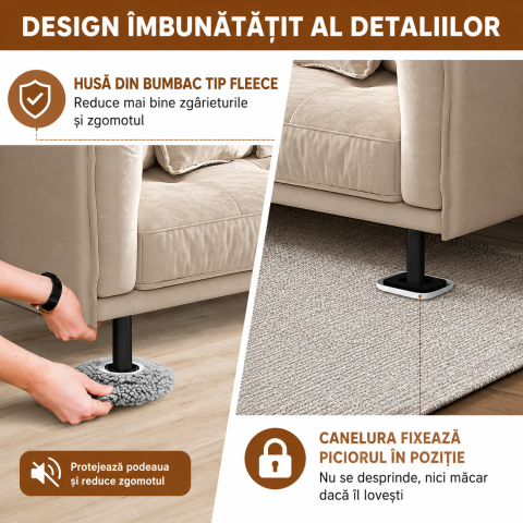 Set 8 patine glisante universale pentru mobila cu huse textile detasabile. [3]