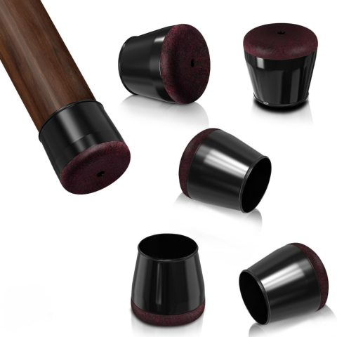 Decorațiuni Casă & Textile - Protectii picioare scaun Ø26-30 mm silicon negru cu pasla pentru parchet