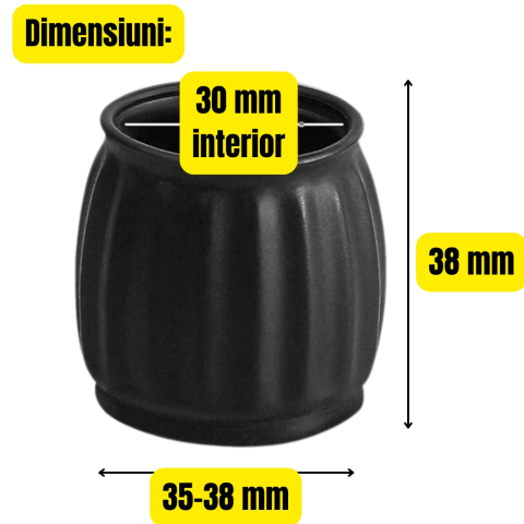 Protectii picioare scaun Ø35-38 mm silicon negru cu pasla pentru parchet [1]