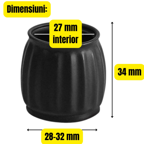 Protectii picioare scaun Ø28-32 mm silicon negru cu pasla pentru parchet [1]