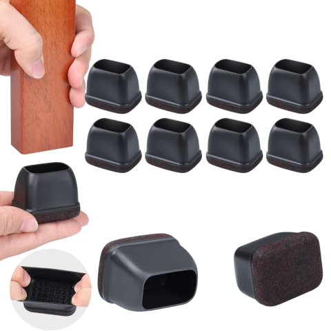 Mese & Scaune - Protectii picioare scaune dreptunghiulare 32x43 mm cu fetru negru anti zgariere parchet
