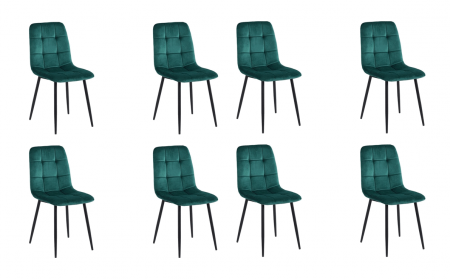 Set 8 scaune living, Ela Colenis gama lux, catifea/metal, 89x44x40 cm, Verde [6]