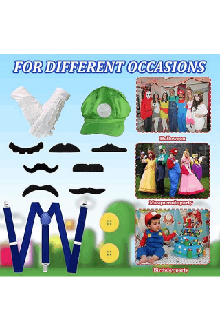 Set Accesorii Petrecere, Carnaval pentru copii, Kit Luigi Super Mario, 13 Piese, RFEJ [5]
