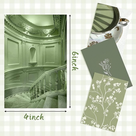 Set Colaj Decorativ 50 Piese, BeYumi Green Matcha, Poze Aesthetice 10x15 cm în Teme Naturale, Verde Avocado, Decor pentru Dormitor, Cameră, Birou [5]