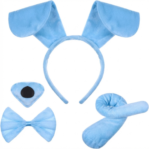 Costume Carnaval - set-costum-catel-copii-albastru-urechi-papion-coada-nas