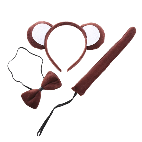Set costum maimuta cu bentita urechi maro coada si papion accesorii cosplay