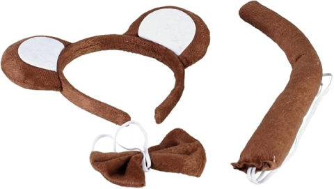 Set costum maimuta cu bentita urechi maro coada si papion accesorii cosplay [4]