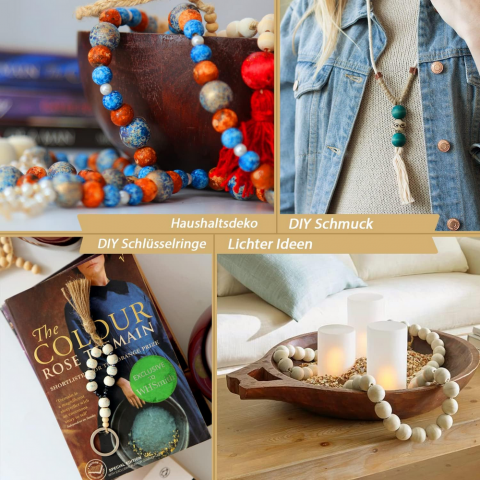 Set creativ cu 700 Margele din Lemn Natur pentru Insirat, cu Accesorii Incluse [3]