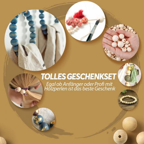 Set creativ cu 700 Margele din Lemn Natur pentru Insirat, cu Accesorii Incluse [7]