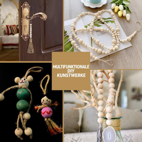 Set creativ cu 700 Margele din Lemn Natur pentru Insirat, cu Accesorii Incluse [6]