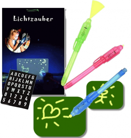 Jucării & Jocuri - Set creativ cu placi de desen cu stilou uv cu lumina magica, Lichtzauber, A3 si A5
