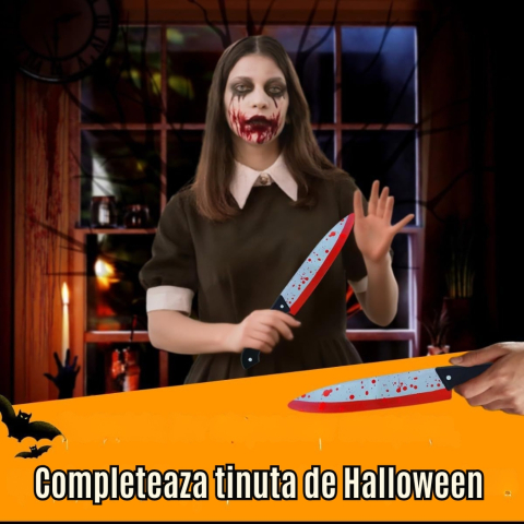 Set cutite false Halloween cu efect de sange din plastic 30 cm recuzita cosplay [1]