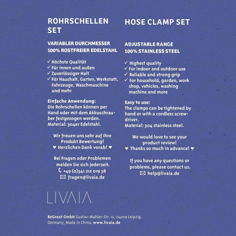 Set de 12 Cleme pentru Țevi din Oțel Inoxidabil LIVAIA, Reglabile între 16-27 mm și 25-40 mm, Cleme de Fixare pentru Furtunuri și Țevi, Rezistente la Coroziune [3]
