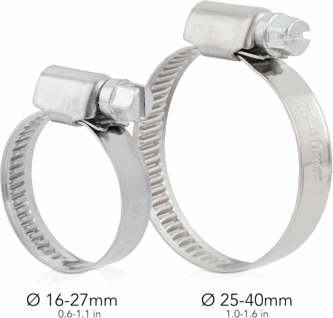 Set de 12 Cleme pentru Țevi din Oțel Inoxidabil LIVAIA, Reglabile între 16-27 mm și 25-40 mm, Cleme de Fixare pentru Furtunuri și Țevi, Rezistente la Coroziune [5]