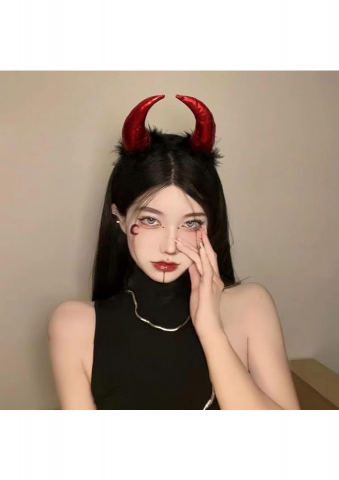 Set de 2 coarne de diavol pentru Halloween, DPKOW, rosu/negru [3]