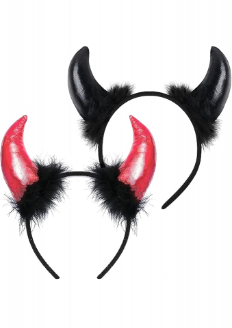 Costume Halloween - Set de 2 coarne de diavol pentru Halloween, DPKOW, rosu/negru