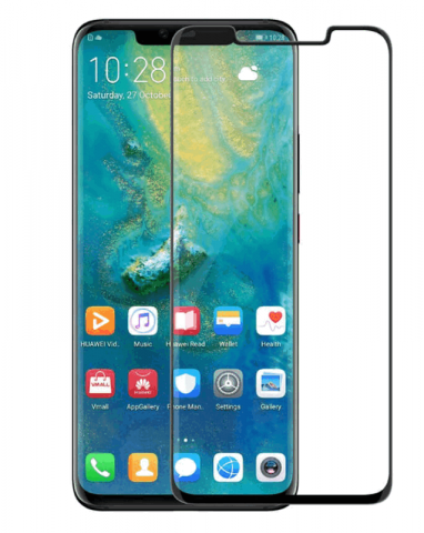 Folii Protecție Telefoane - Set de 2 Folii de Protecție pentru Ecran Huawei Mate 20 Pro, Sticlă Securizată 9H, HD Transparentă, Margine Neagră, Fără Bule, Anti-Zgârieturi