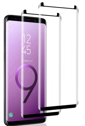 Folii Protecție Telefoane - Set de 2 Folii de Protecție pentru Samsung Galaxy S9 Plus , Sticlă Securizată 9H, Margine Neagră, HD, Fără Bule