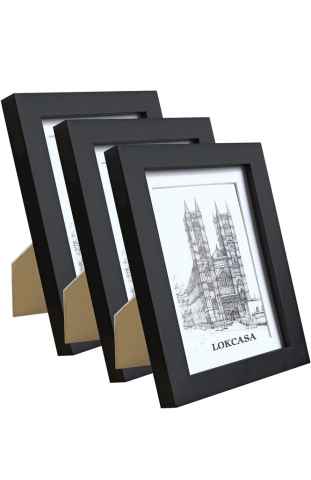 Casă, Grădină & Bricolaj - Set de 3 Rame Foto din Lemn, Negru cu Panou de Sticlă, LOKCASA, 12x17 cm, 0TN3