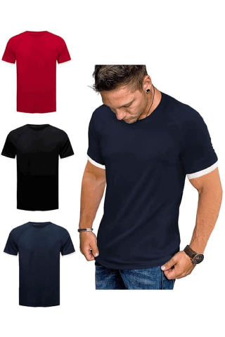 Îmbrăcăminte Bărbați - Set de 3 Tricouri Barbătești Elegancity, negru, bleumarin, roșu, XL