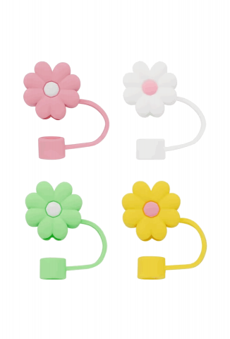 Casă, Grădină & Bricolaj - Set de 4 capace pentru paie, Silicon, Compatibil cu paie de 10 mm, Multicolor