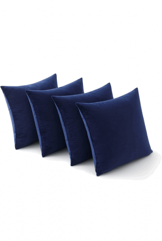 Decorațiuni Casă & Textile - Set de 4 huse de perna din catifea MIULEE, decorative si moi, pentru living, canapea, dormitor, cu fermoar invizibil, 50 x 50 cm, albastru inchis, O2L5