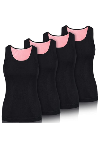 Îmbrăcăminte & Încălțăminte - Set de 4 Maiouri călduroase pentru femei, Neer, cu interior căptușit cu fleece, fără mâneci, negru