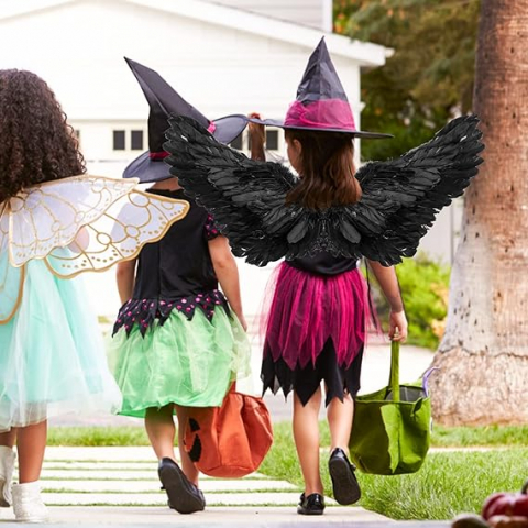 Set de 4 Piese cu Aripi de Înger, Cornițe de Diavol, Trident și Urechi de Elf, Negru, pentru Carnaval, Halloween, Herefun pentru Copii, HLBP [6]