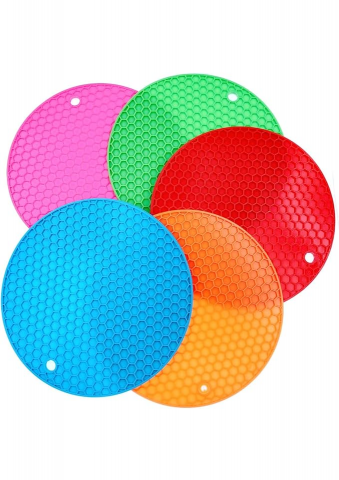 Casă, Grădină & Bricolaj - Set de 5 suporturi rotunde din silicon multicolor, 18 cm, pentru oale, boluri, pahare și tacâmuri JZK - 5I43