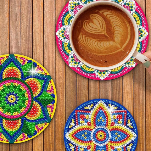 Set de 6 Suporturi pentru Pahare cu Pictură Diamant, Model Mandala, Kit DIY pentru Începători, Adulți și Copii, R1BB [1]