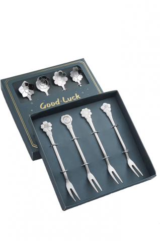 Casă, Grădină & Bricolaj - Set de 8 tacamuri pentru desert YITONGFU, otel inoxidabil, argintiu, 12,5-13,3 cm