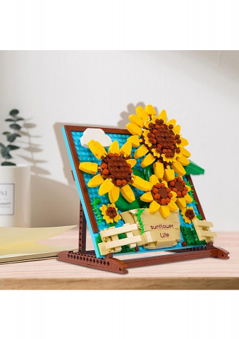 Set de Construcție 3D, Floarea-Soarelui, 580+ Piese, Jucărie Creativă pentru Copii și Adulți, Tematică Florală [5]