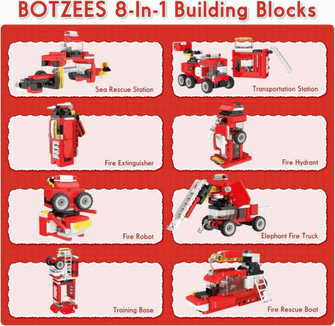 Set de constructie masina de pompieri 8 în 1, BOTZEES STEM, + 5 ani (170 piese) [1]