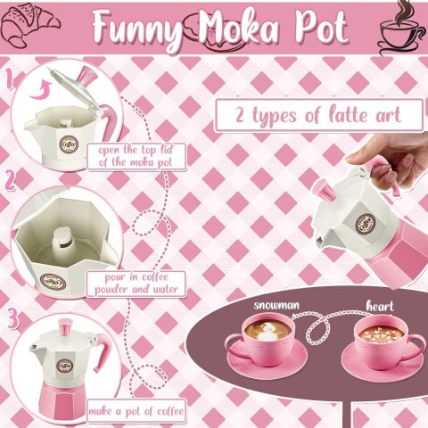 Set de Joacă cu Cafetieră și Ceainic pentru Copii, 38 Piese, Joacă de Rol cu Cafea, Prăjituri și Accesorii, Cadou Creativ pentru Fetițe și Băieți 3 ani + [1]
