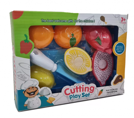 Jucării & Jocuri - Set de joaca pentru taiat fructe si legume, portocala, lamie si rodie,8 piese, 3 ani+