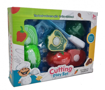 Jucării & Jocuri - Set de joaca pentru taiat fructe si legume, rosie, ardei, salata verde,8 piese, 3 ani+
