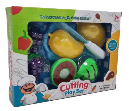 Jucării & Jocuri - Set de joaca pentru taiat fructe si legume, struguri, pepene si ardei,8 piese, 3 ani+