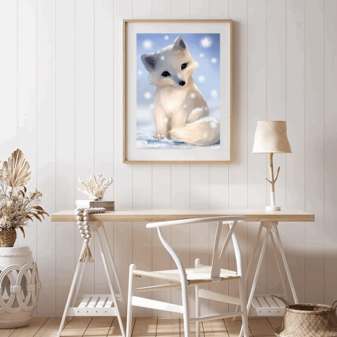 Set de Pictura cu Diamante 5D DIY pentru Adulți, vulpe polara, 30x40cm, YZ8544 [1]