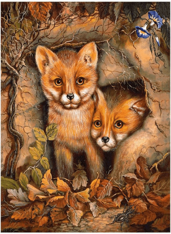 Jucării & Jocuri - Set de Pictura cu Diamante 5D DIY pentru Adulți, vulpi, 40x50cm, 08KZ