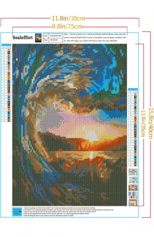 Set de Pictura cu Diamante 5D DIY Sealeffort pentru Adulți, Beach waves, 30x40cm, X6YD [1]