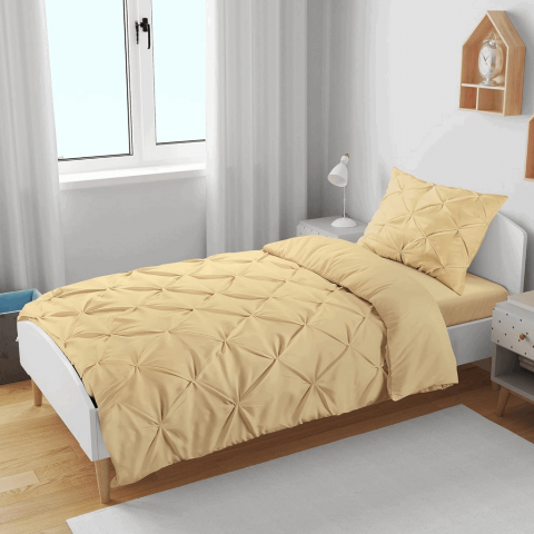 Copii & Bebe - Set husa pilota - fata de perna 80 x 80 cm cu fermoar Bej, Pintuck Pinch