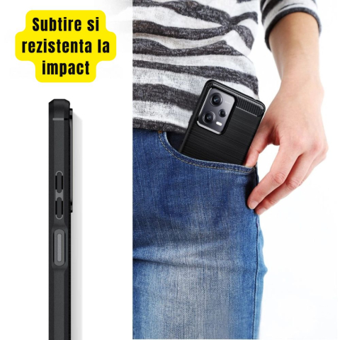 Husa Xiaomi Redmi Note 12 Pro 5G / Poco X5 Pro 5G carbon soft + 2 folii sticla 9H, negru [3]